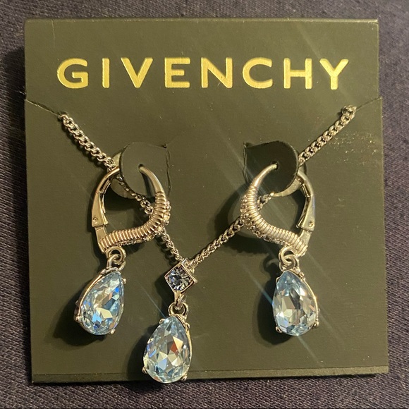 Givenchy Blue Crystal Tear Drop Earring and Necklace Set - Picture 6 of 9